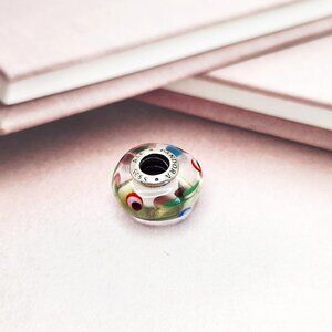 Pandora Folklore Feather Murano Glass 925 Sterling Silver Charm Authentic